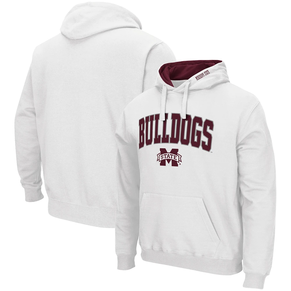 Men's Colosseum White Mississippi State Bulldogs Arch & Logo 3.0 Pullover Hoodie