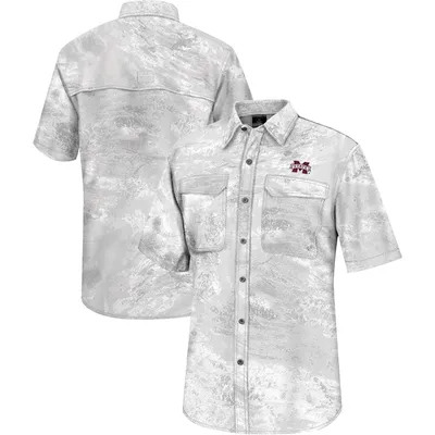 Mississippi State Bulldogs Colosseum Realtree Aspect Charter Full-Button Fishing Shirt - White