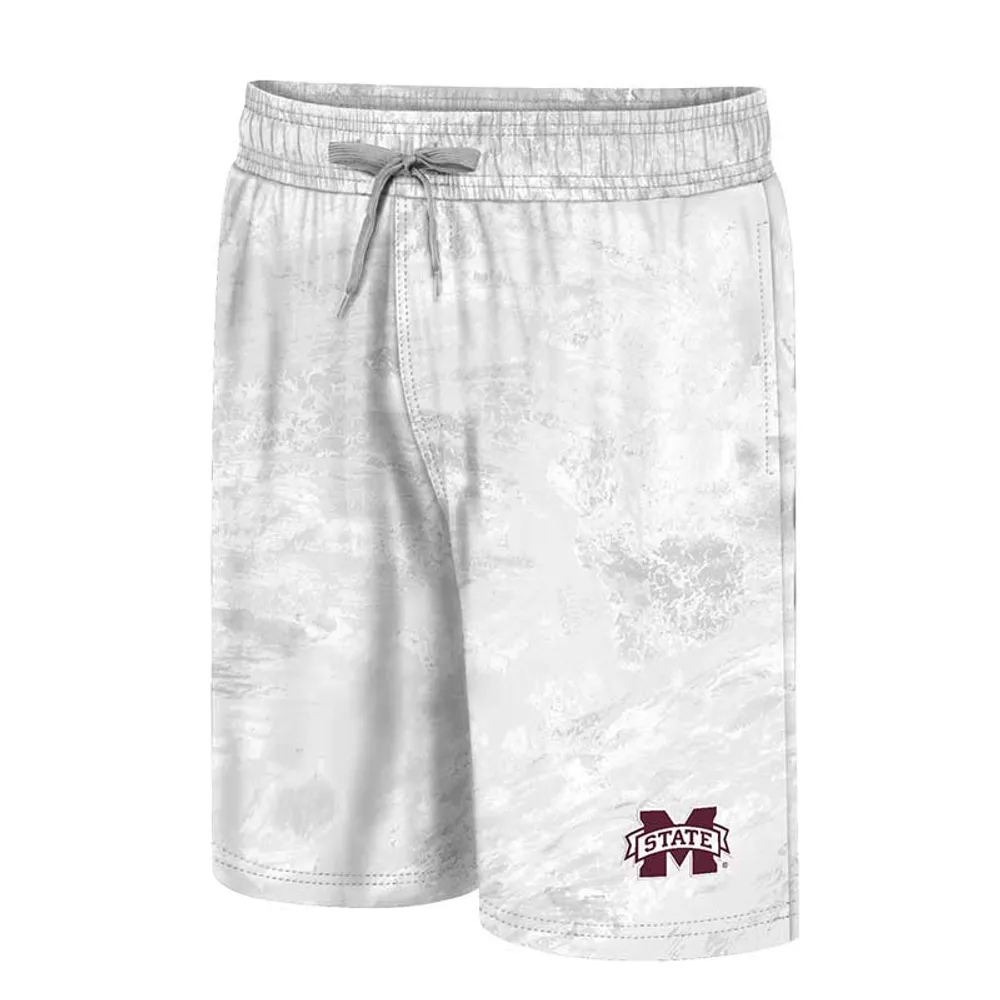 Men's Colosseum White Mississippi State Bulldogs Realtree Aspect Ohana Swim Shorts