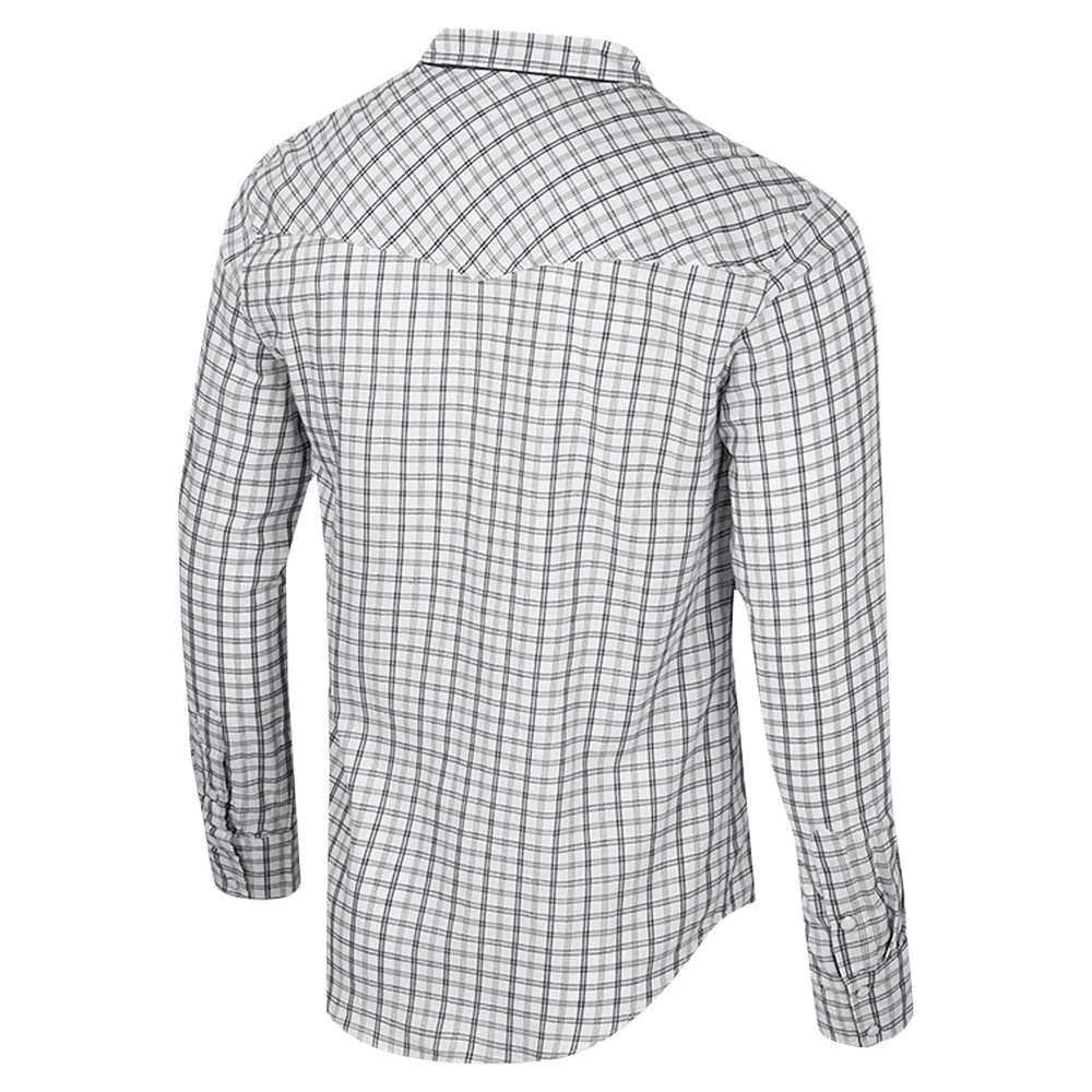 Men's Colosseum x Wrangler White Mississippi State Bulldogs Plaid Window Pane Long Sleeve Full-Snap Shirt