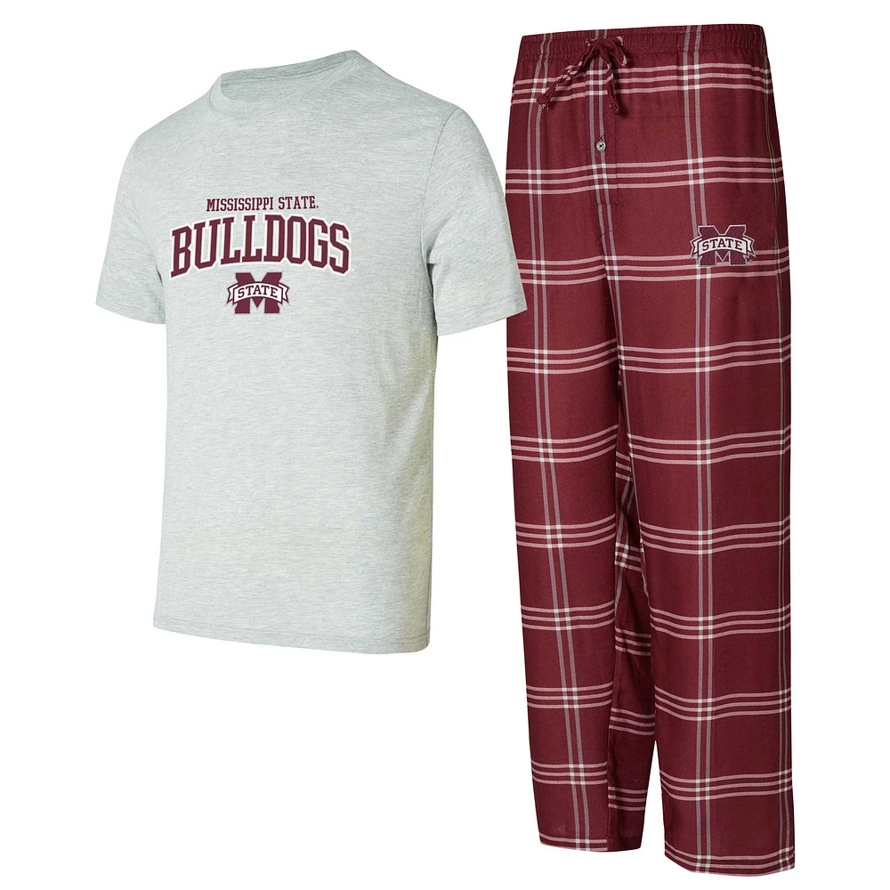 Ensemble de nuit pour homme Concepts Sport Mississippi State Bulldogs avec t-shirt et pantalon