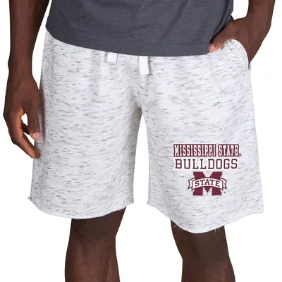 Mississippi State Bulldogs Concepts Sport Alley Fleece Shorts - White/Charcoal