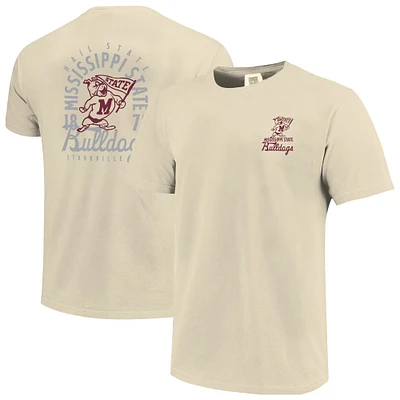 T-shirt superposable couleur crème pour homme avec mascotte des Bulldogs de l'État du Mississippi