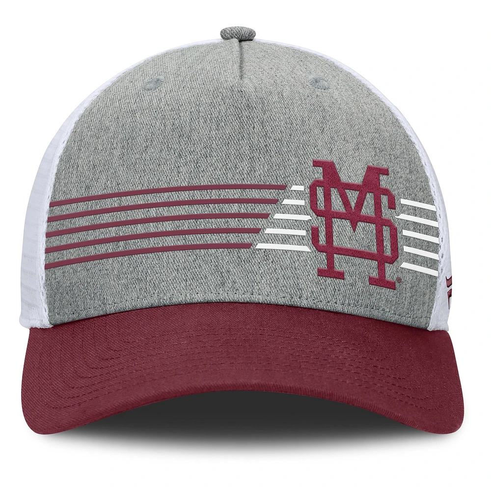 Men's Fanatics Heather Gray/Maroon Mississippi State Bulldogs Profile Trucker Adjustable Hat