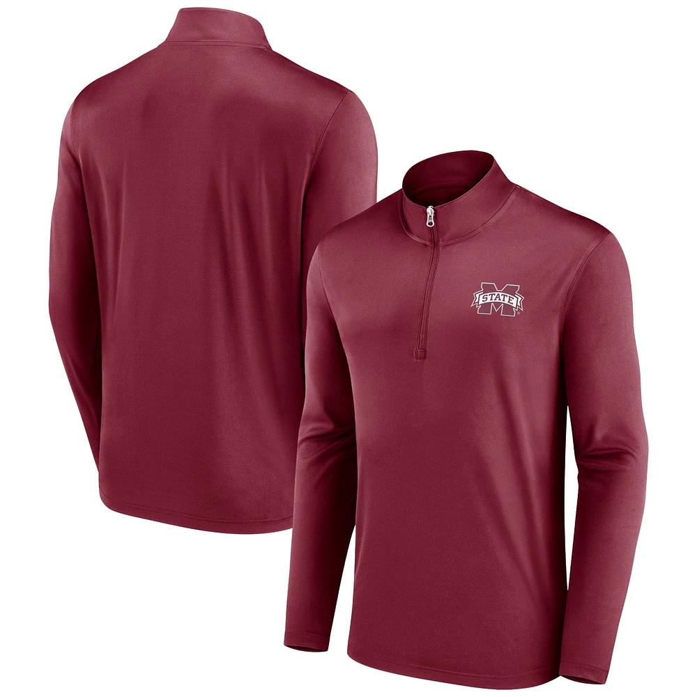 Men's Fanatics Maroon Mississippi State Bulldogs Underdog Mindset Quarter-Zip Top