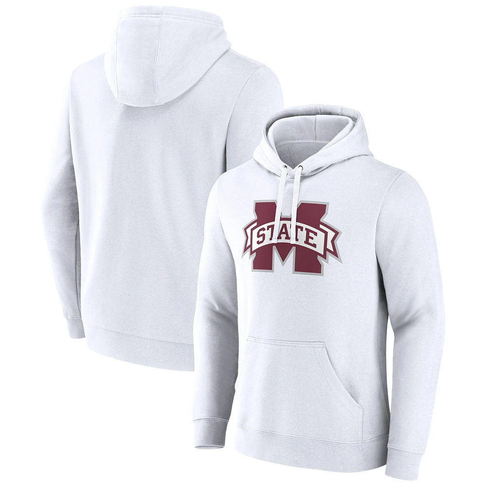 Men's Fanatics  White Mississippi State Bulldogs Primary Logo Pullover Hoodie