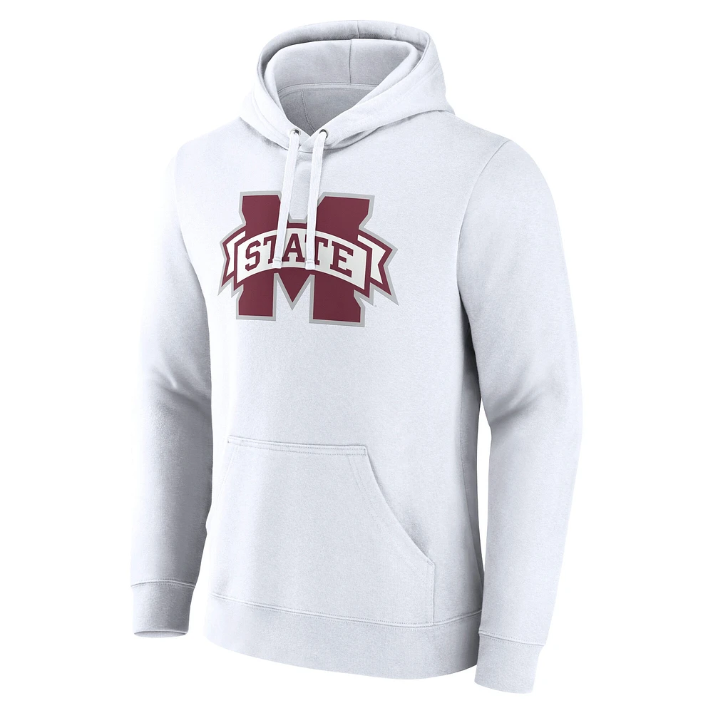 Men's Fanatics  White Mississippi State Bulldogs Primary Logo Pullover Hoodie