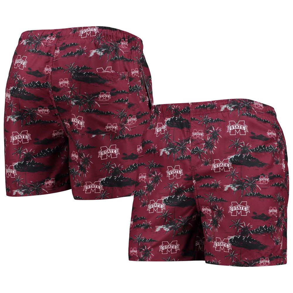 Men's FOCO Maroon Mississippi State Bulldogs Island Palm Swim Trunks