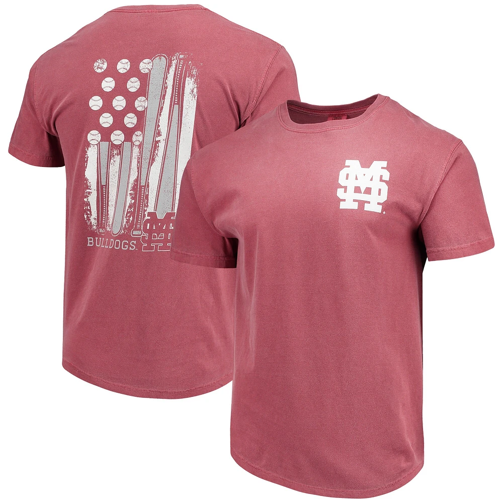 T-shirt marron pour hommes, motif drapeau de baseball des Bulldogs l'État du Mississippi, couleurs confortables