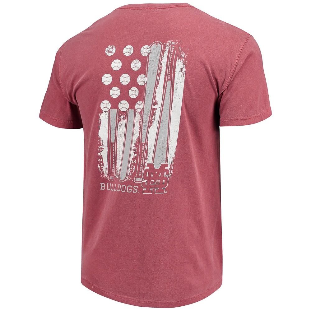 T-shirt marron pour hommes, motif drapeau de baseball des Bulldogs l'État du Mississippi, couleurs confortables