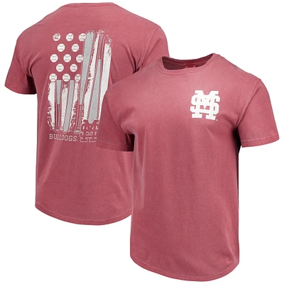 T-shirt marron pour hommes, motif drapeau de baseball des Bulldogs l'État du Mississippi, couleurs confortables