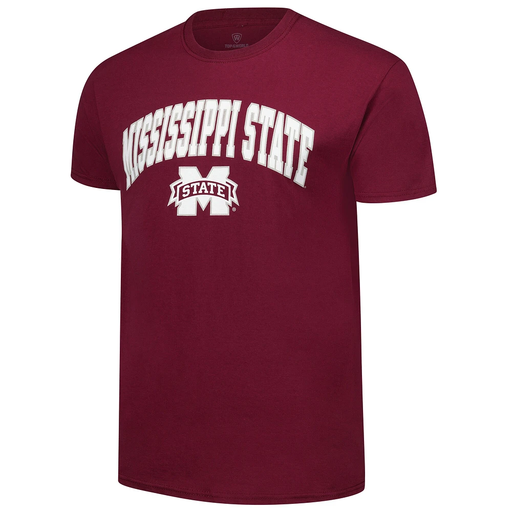 T-shirt basique avec logo des Mississippi State Bulldogs pour hommes, bordeaux