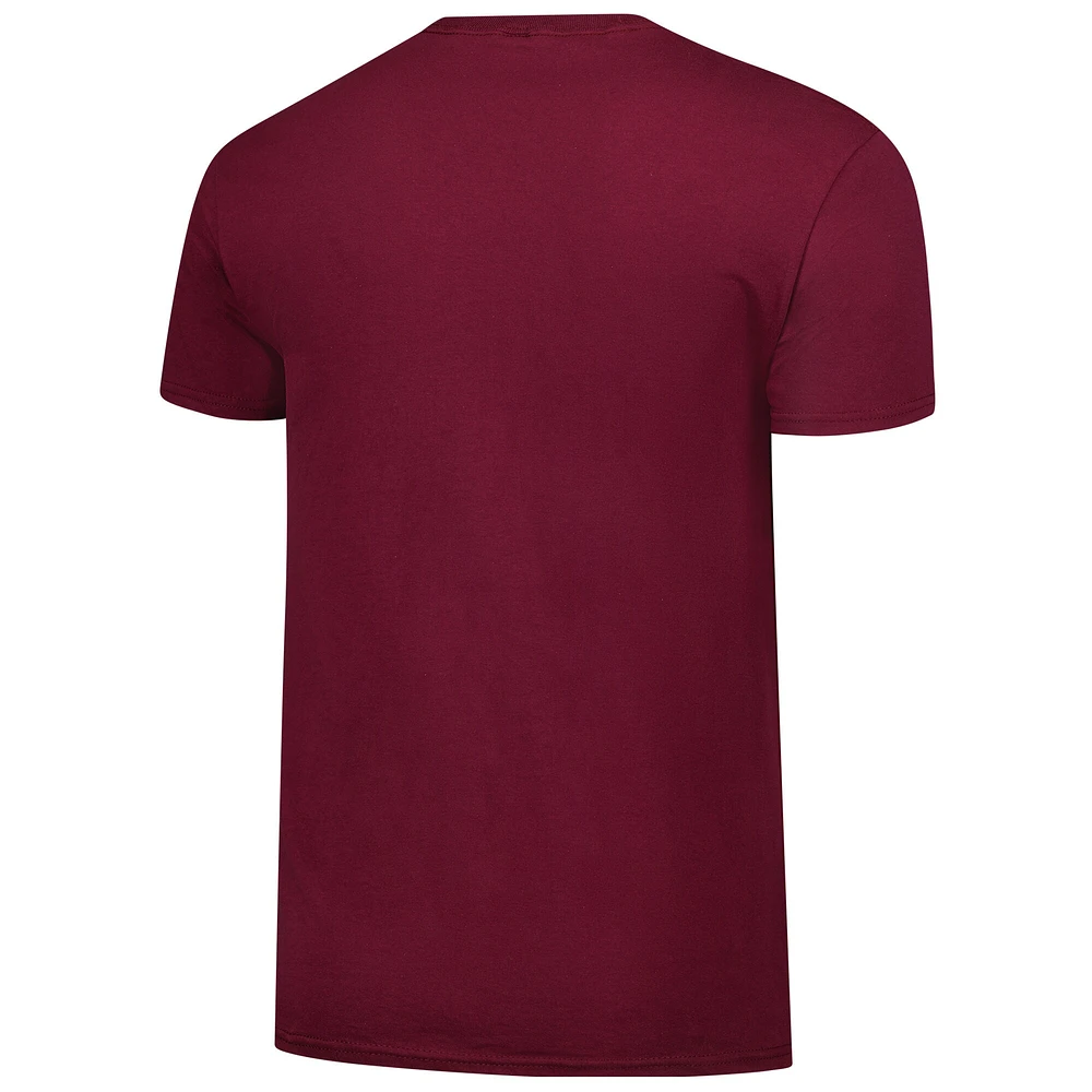 T-shirt basique avec logo des Mississippi State Bulldogs pour hommes, bordeaux