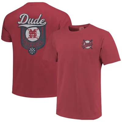 Mississippi State Bulldogs Dude Baseball Comfort Color T-Shirt - Maroon