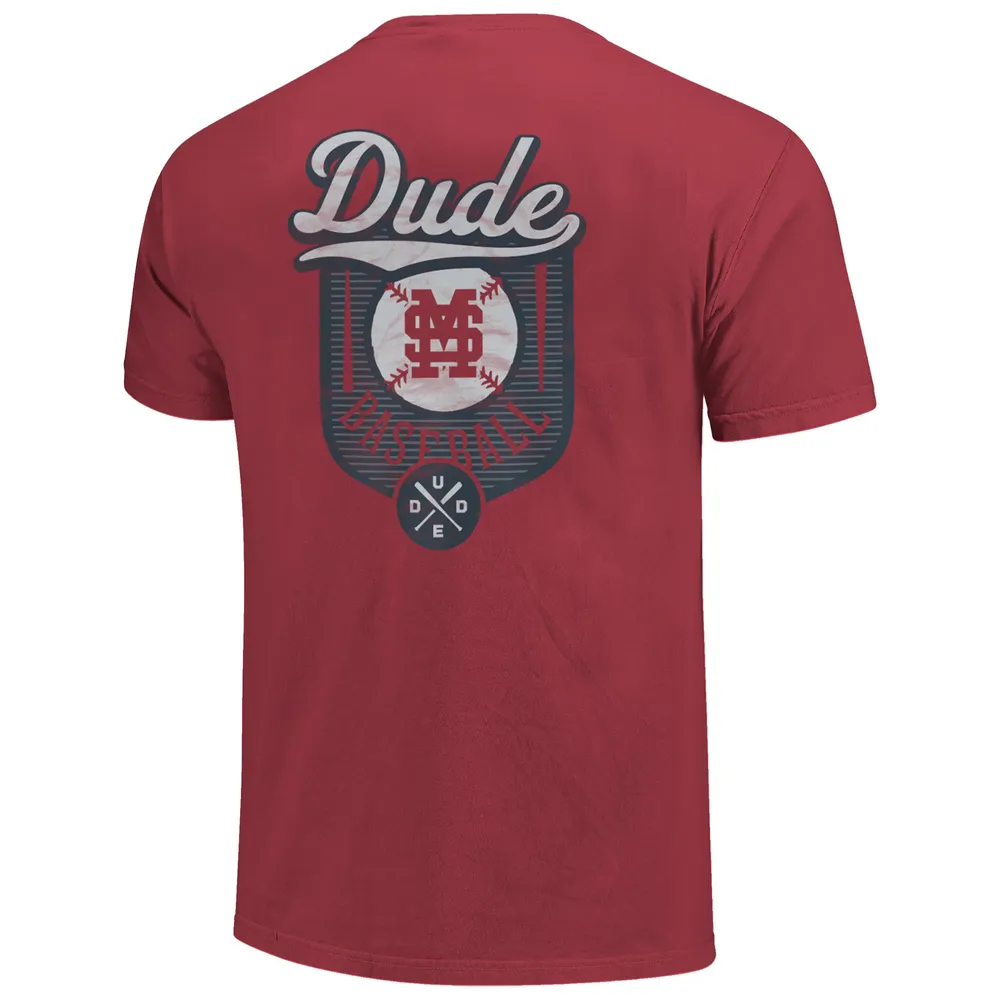 T-shirt de couleur confort pour hommes, marron, Mississippi State Bulldogs, Dude Baseball