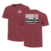 Men's Maroon Mississippi State Bulldogs Striped Campus Skyline T-Shirt