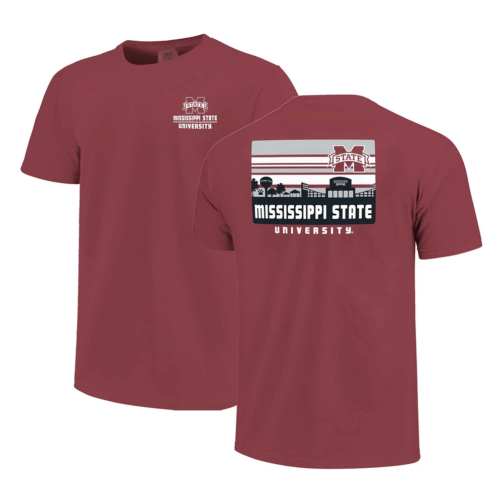 T-shirt rayé marron pour homme Mississippi State Bulldogs Campus Skyline