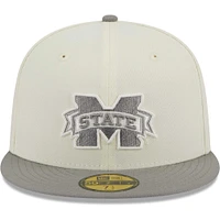 Casquette ajustée 59FIFTY pour homme New Era Stone/Grey Mississippi State Bulldogs chrome et béton