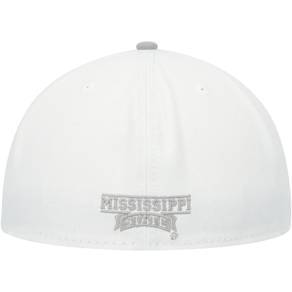 Men's New Era White/Gray Mississippi State Bulldogs Neutral Apricot 59FIFTY Fitted Hat