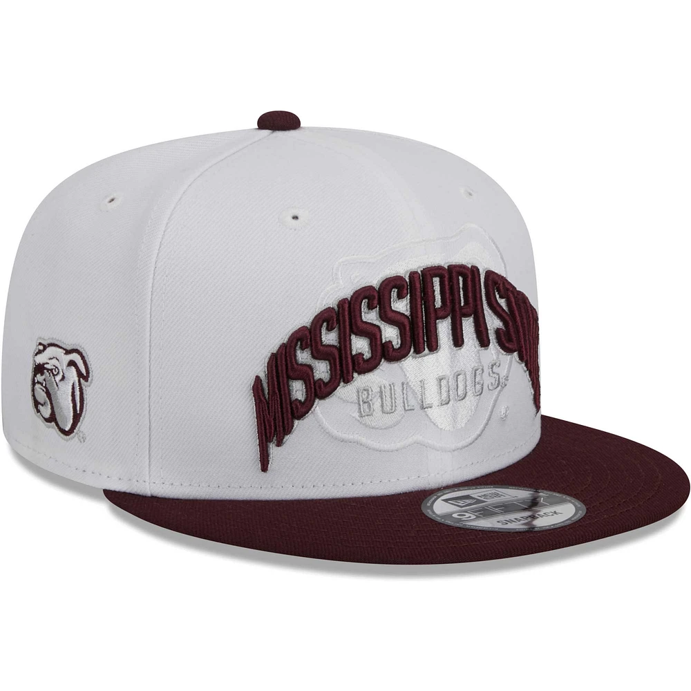 Casquette Snapback 9FIFTY à deux tons pour homme Mississippi State Bulldogs New Era blanc/marron