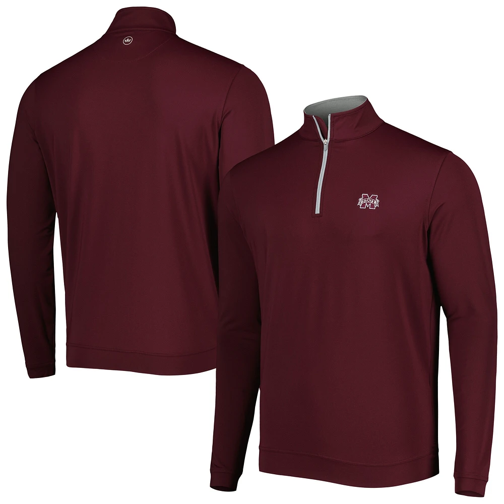 Men's Peter Millar Maroon Mississippi State Bulldogs Perth Quarter-Zip Top