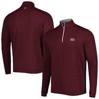 Men's Peter Millar Maroon Mississippi State Bulldogs Perth Quarter-Zip Top