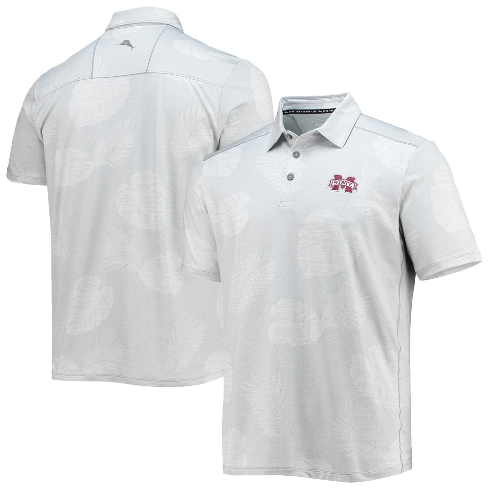 Polo Tommy Bahama gris Mississippi State Bulldogs Palm Coast Delray Frond IslandZone pour homme