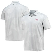 Men's Tommy Bahama Gray Mississippi State Bulldogs Palm Coast Delray Frond IslandZone Allover Print Polo