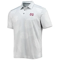 Men's Tommy Bahama Gray Mississippi State Bulldogs Palm Coast Delray Frond IslandZone Allover Print Polo