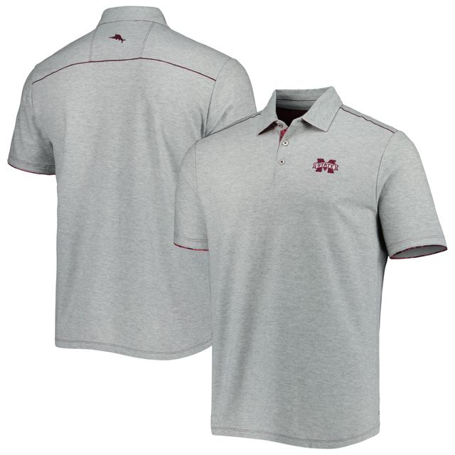 Polo pour homme Tommy Bahama gris chiné Mississippi State Bulldogs IslandZone Tailgater