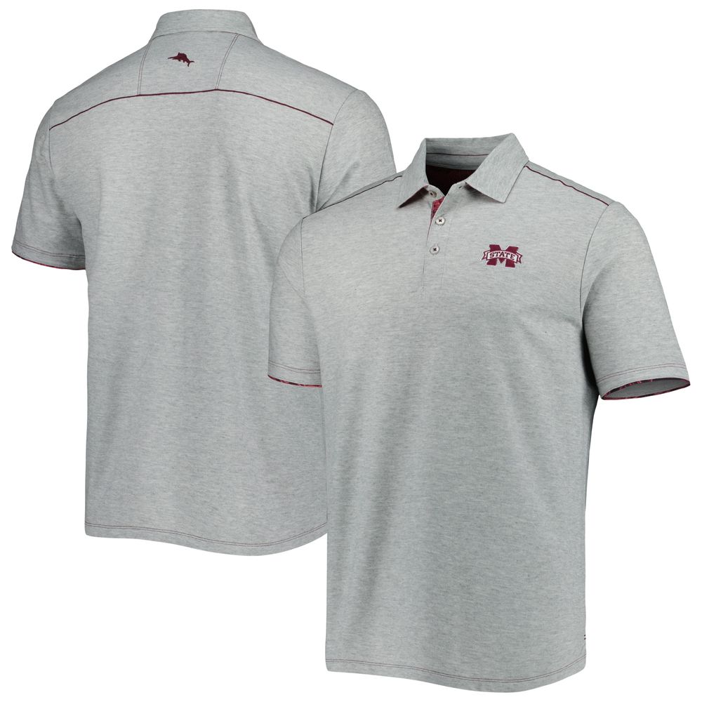 Men's Tommy Bahama Heathered Gray Mississippi State Bulldogs IslandZone Tailgater Polo