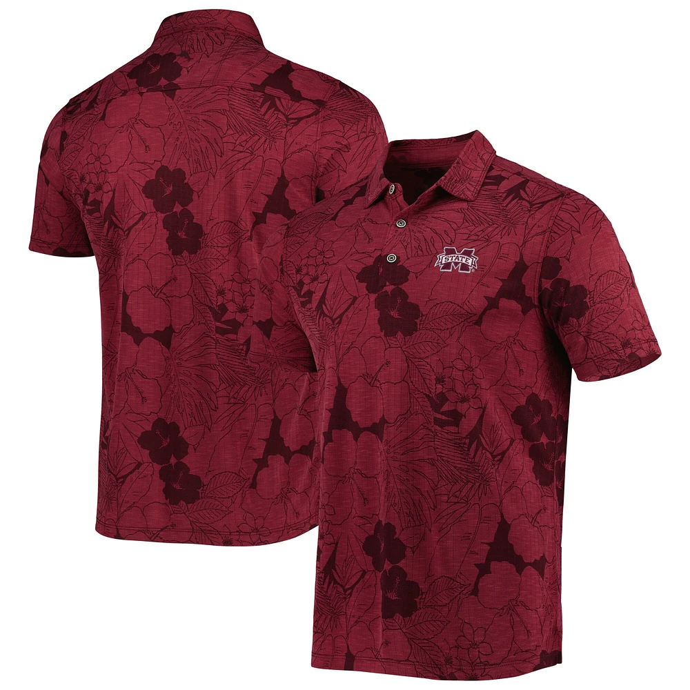 Polo Tommy Bahama pour homme Bordeaux Mississippi State Bulldogs Miramar Blooms