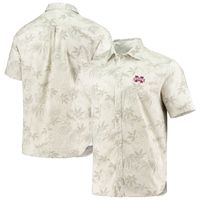 Men's Tommy Bahama Oatmeal Mississippi State Bulldogs Forest Fronds Button-Up Shirt