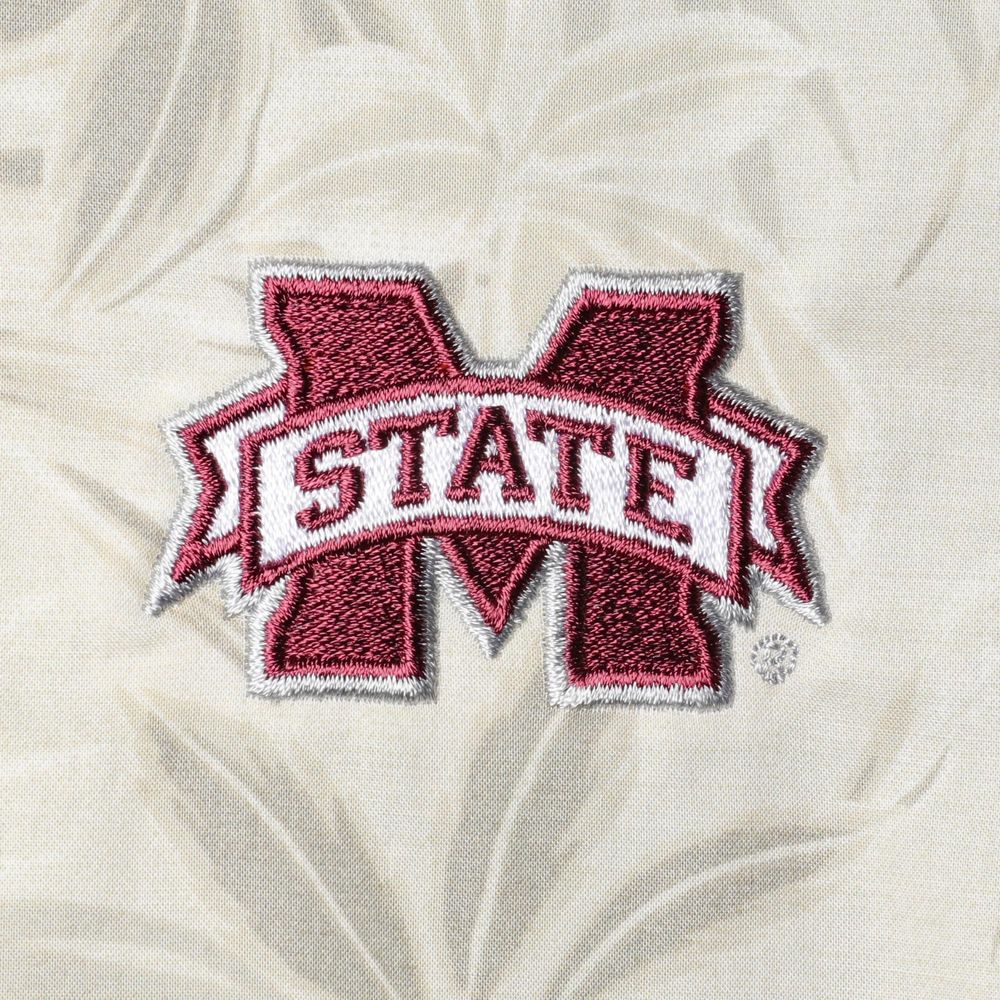 Men's Tommy Bahama Oatmeal Mississippi State Bulldogs Forest Fronds Button-Up Shirt