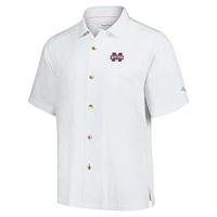 Chemise boutonnée Tommy Bahama pour hommes, Mississippi State Bulldogs Castaway Game Camp, blanche