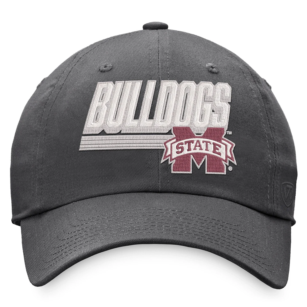 Men's Top of the World Charcoal Mississippi State Bulldogs Slice Adjustable Hat