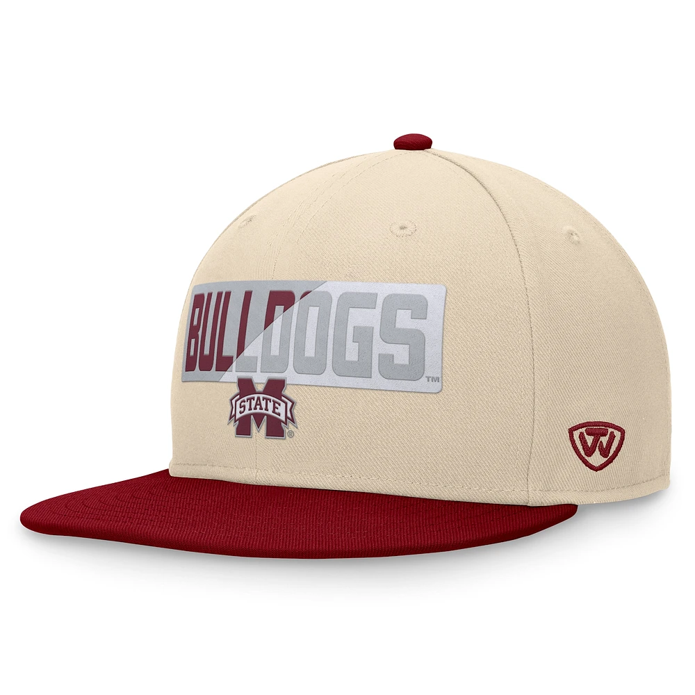 Men's Top of the World Khaki Mississippi State Bulldogs Goalaso Snapback Hat