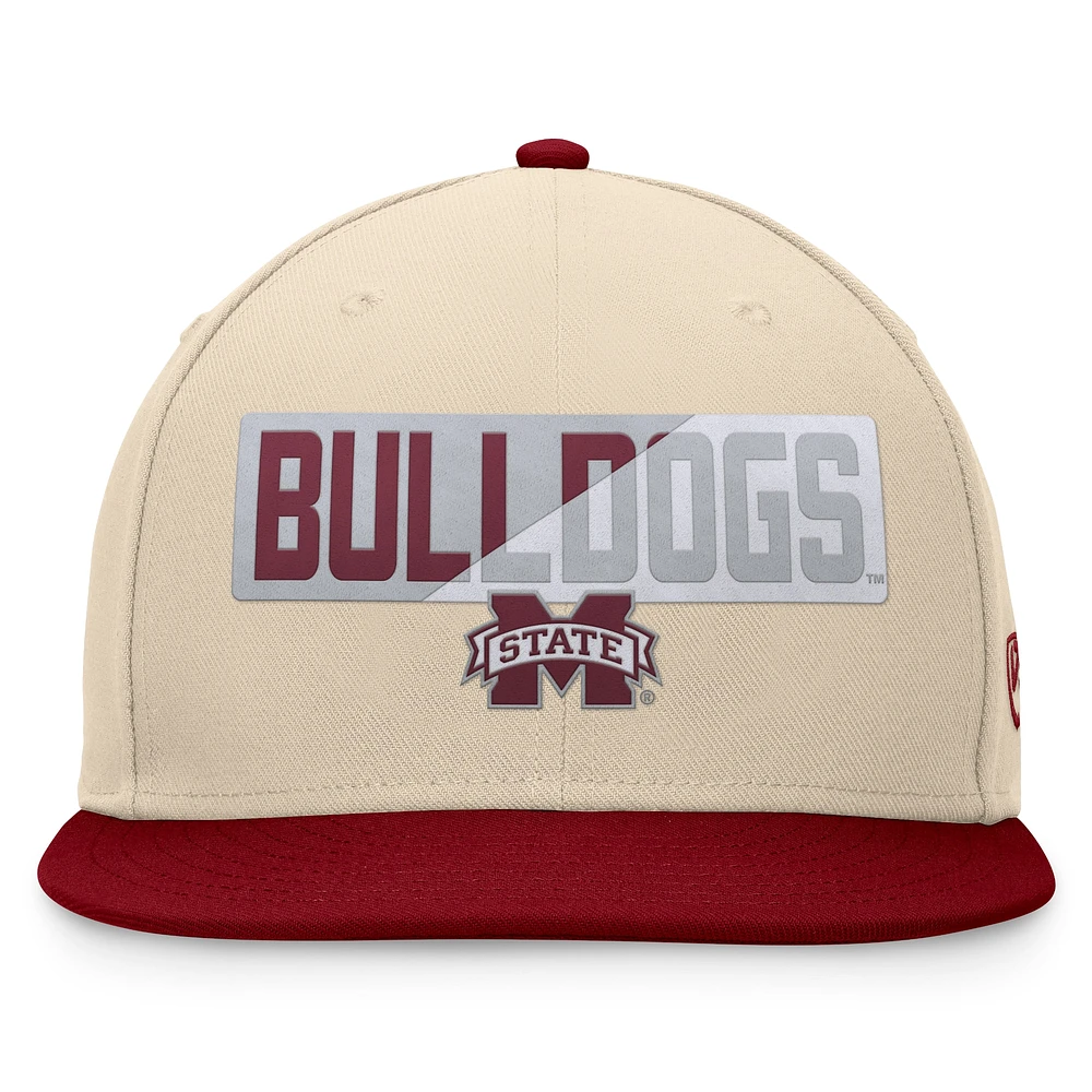 Men's Top of the World Khaki Mississippi State Bulldogs Goalaso Snapback Hat