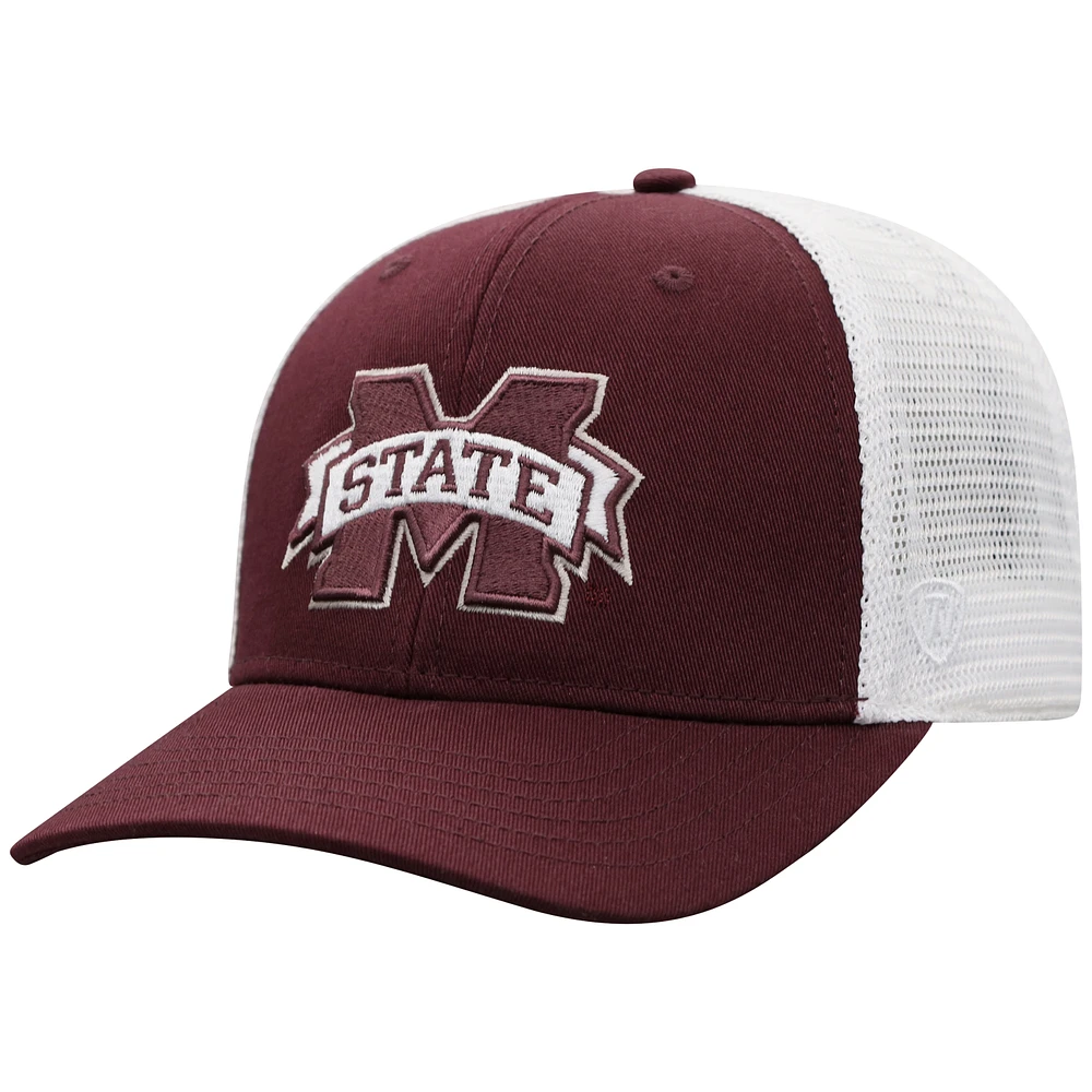 Casquette Snapback Top of the World Mississippi State Bulldogs marron/blanc pour homme