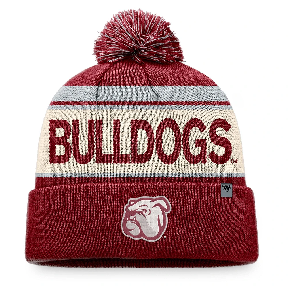 Bonnet en tricot à revers Prime pour hommes Top of the World marron Mississippi State Bulldogs avec pompon