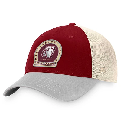 Casquette réglable pour hommes Top of the World Maroon Mississippi State Bulldogs Refined Trucker