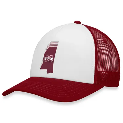 Mississippi State Bulldogs Top of the World Tone Down Trucker Snapback Hat - White/Maroon