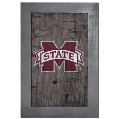 Mississippi State Bulldogs 11'' x 19'' Framed Team City Map Sign