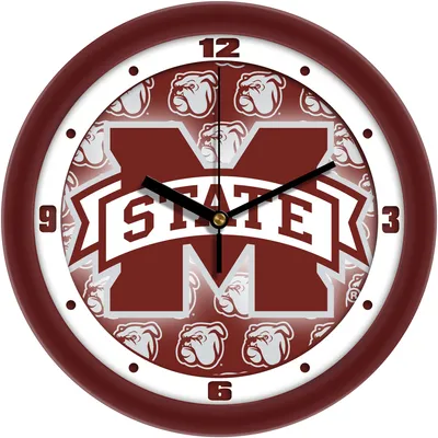 Mississippi State Bulldogs 11.5'' Suntime Premium Glass Face Dimension Wall Clock