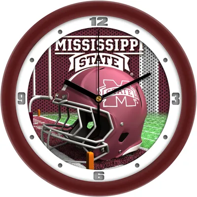 Mississippi State Bulldogs 11.5'' Suntime Premium Glass Face Football Helmet Wall Clock