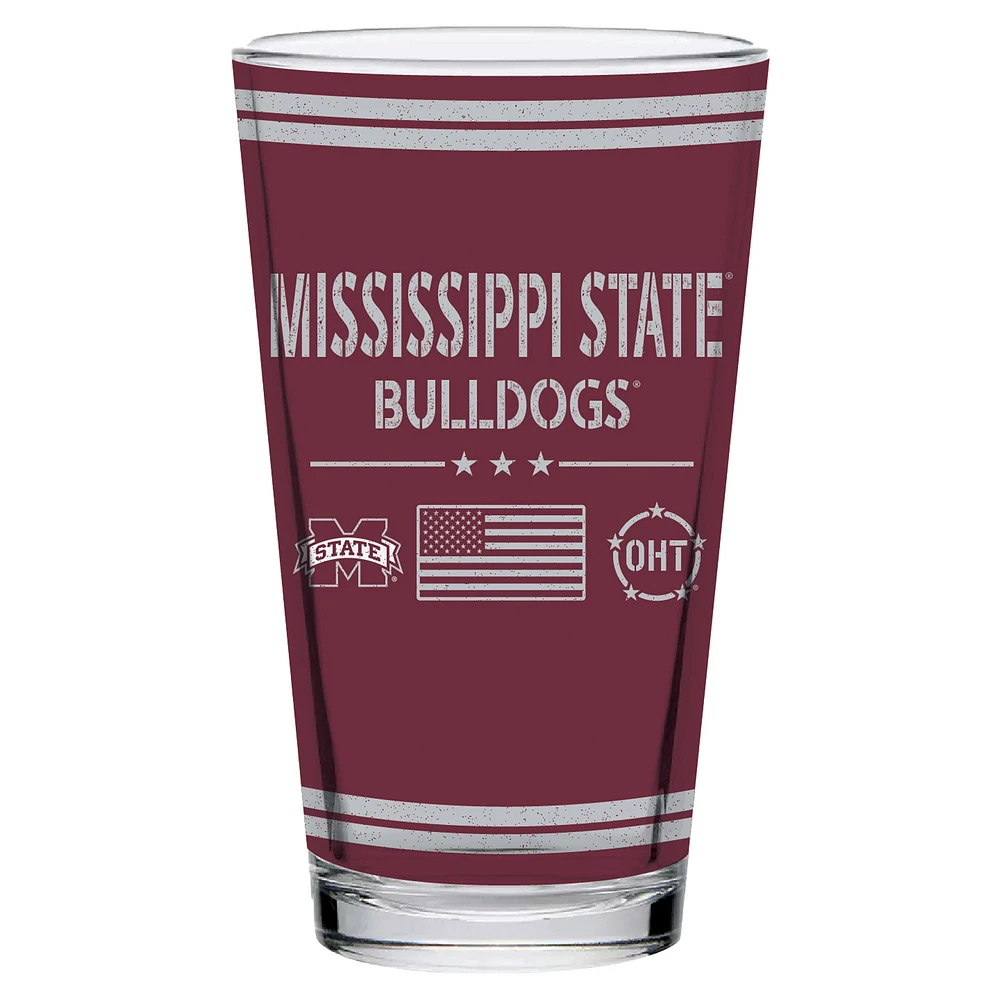 Bulldogs de l’État du Mississippi 16oz. Verre à pinte d’appréciation militaire OHT