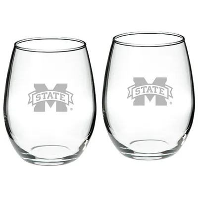 Mississippi State Bulldogs 2-Piece 21oz. Stemless Wine Glass Set