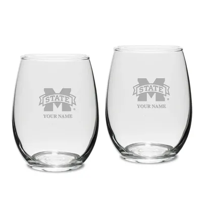 Mississippi State Bulldogs Personalized 15oz. 2-Piece Stemless Wine Glass Set