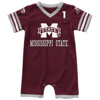 Newborn & Infant Colosseum Maroon Mississippi State Bulldogs Bumpo Football Logo Romper