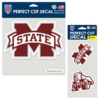 Lot de trois feuilles de décalcomanies à découpe parfaite WinCraft Mississippi State Bulldogs